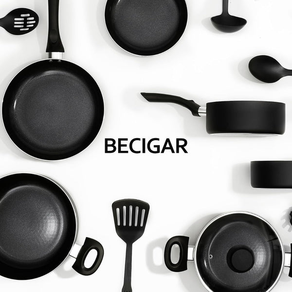 8 Pcs Ceramic Pots and Pans Set | Nonstick Cookware Set, Design for Kitchen & Camping & RV Cooking, Include Frying Pans, Saucepans with Lids, Shovel and Ladle4