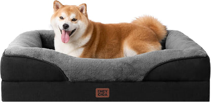 EHEYCIGA Orthopedic XL Dog Bed for Large Sized Dog, 42X30 Inch Extra Large Memory Foam Dog Couch Bed with Sides, Waterproof Liner & Washable Removable Cover, Bolster Pet Sofa, Grey37