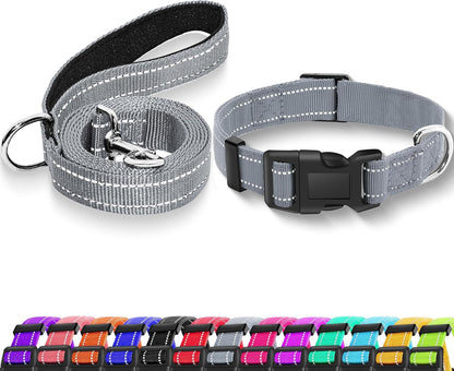 Reflective Dog Collar with Safety Locking Buckle, Adjustable Soft Breathable Nylon Collars for Small, Medium and Large Dogs(Collar+Leash XS Width 5/8" Turquoise) | Adjustable Soft Breathable Nylon Collars for Small, Medium and Large Dogs (XS Width 5/8" Turquoise)7