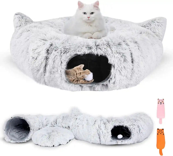 3-In-1 Cat Tunnel Bed – Cat Tunnels & Cat Beds for Indoor Cats with Catnip Toys – Cat Bed Cave & Peekaboo Cat Hideaway – Foldable Interactive Cat, Kitty & Kitten Toys2