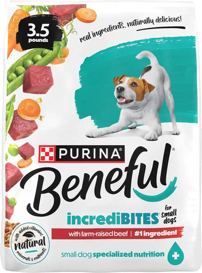 Purina Beneful Incredibites with Farm-Raised Beef Natural Small Breed Dry Dog Food with Added Vitamins, Minerals and Nutrients - (Pack of 4) 3.5 Lb. Bags1