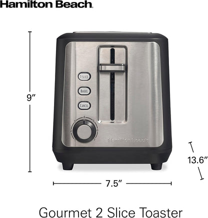 Gourmet 2 Slice Slot Toaster with Sure-Toast Technology | Browning Control with 7 Shades | Auto Shutoff | Toast Boost | Extra-Wide Slots | Bagel Setting | Matte Black | 229968