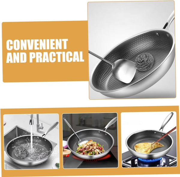Clad Stir Fry Pan Poached Egg Pan Stainless Steel Skillet Honeycomb Handles for Induction Electric Gas Stove Easy to Clean Ergonomic Design4