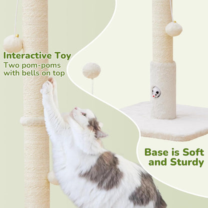 Woochpet 33"Scratching Posts for Kittens,White Sisal Cat Scratcher with Toy | Scratch Post with Mouse Hole,Cat Toys,Reinforced Stable Base,Cat Tree Tower4