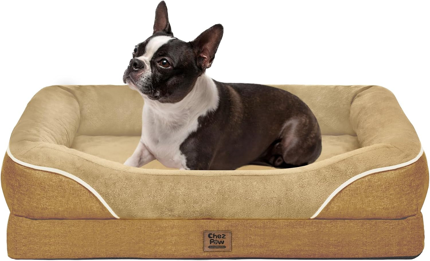 chez-paw-waterproof-orthopedic-xl-dog-bed-for-large-and-extra-large-dogs-egg-crate-foam-4-sided-bolster-support-waterproof-liner-non-slip-bottom-machine-washable-cover-42-x-30-inch