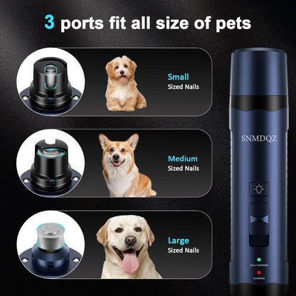 Dog Nail Grinder, Dog Nail Trimmers, and Clippers Kit with 2 LED Lights. Super Quiet Electric Pet Nail Grinder, Rechargeable, for Small, Medium, and Large Dogs & Cats, 2 Diamond Grinding Wheels.3