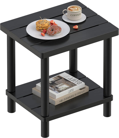 Outdoor Side Table with 2-Tier, Bamboo Small Patio Adirondack Tables | Black,Easy Assembly,Easy Maintenance,Weather Resistant,Indoor,Outdoor,Patio,Pool,Porch1