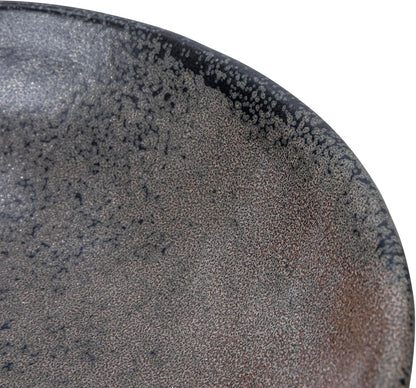 Creative Co-Op Stoneware Bowl with Handle and Base, Black Reactive Glaze5