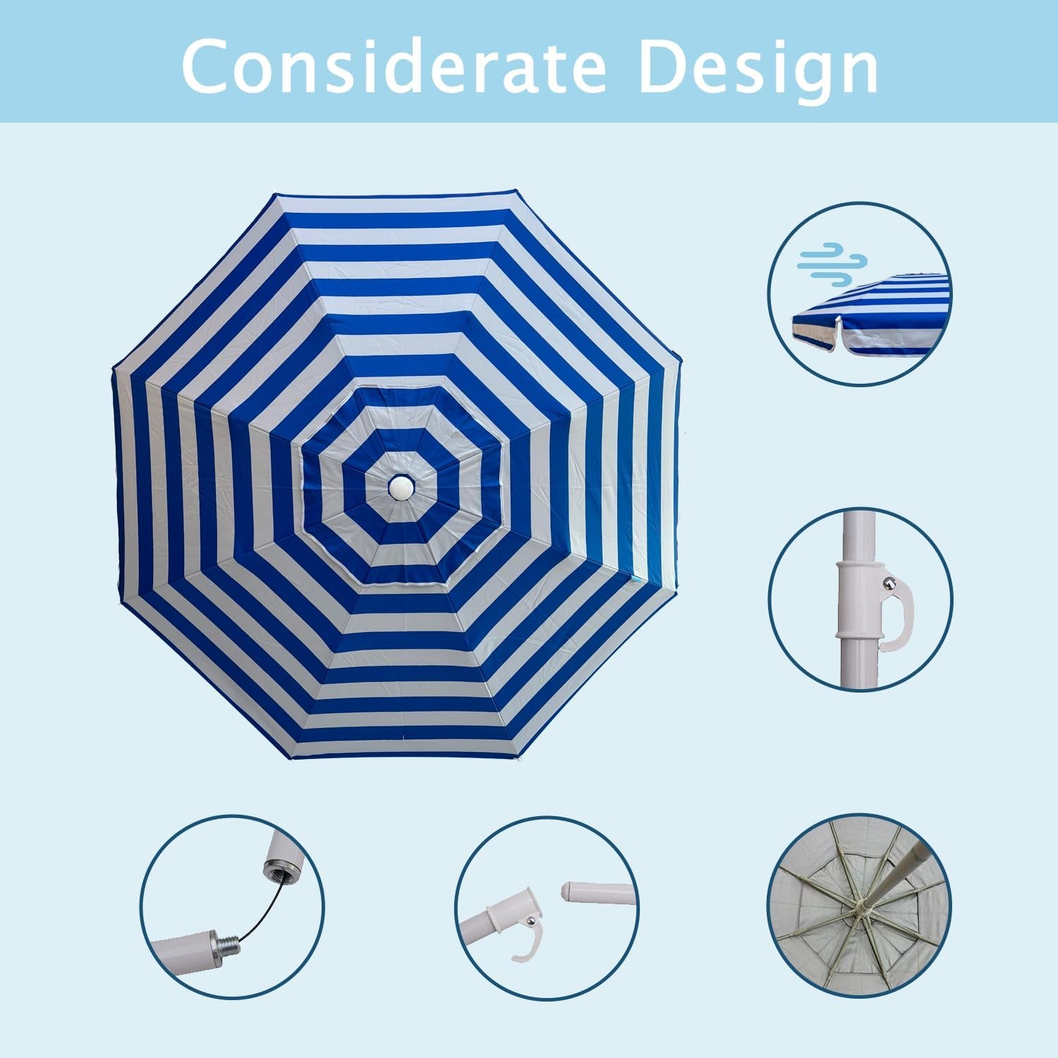 6ft-beach-umbrella-heavy-duty-wind-resistant-uv-50-portable-sun-shade-with-sand-anchor-carry-bag-outdoor-folding-umbrella-for-beach-pool-patio-garden-blue-strip-no-tilt-the-sand-needs-to-exceed-the-spiral-6inch