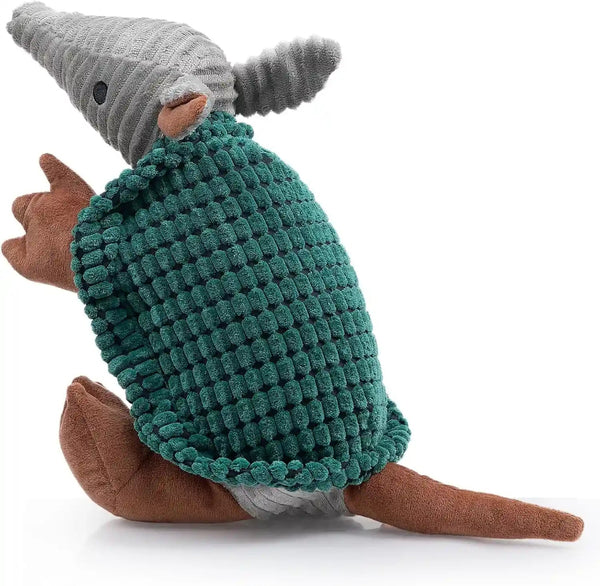 Hollypet Plush Dog Squeaky Toy Stuffed Armadillo Animal Pet Puppy Chew Toys with Clean Teeth for Small Medium Large All Breed Sizes Dogs, Gray, 8 In51