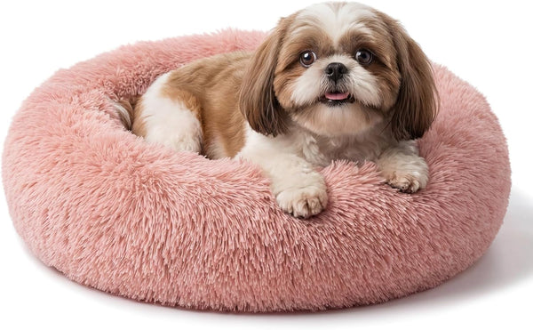 Small Calming Dogs Bed for Small Dogs Anti-Anxiety Machine Washable Fluffy Luxury Anti-Slip Waterproof Mute Base Warming Cozy Soft Pet Puppy round Bed52