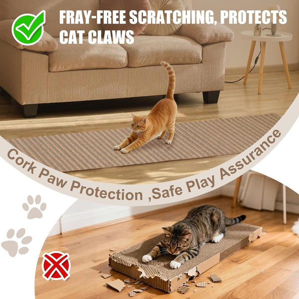 Natural Cork-Cat Scratch Pad-Cat Scratch Mat Rug-Avoid Cat Couch Protector-Cat Scratch Furniture Protector for Post/Sofa/Floor-Indoor Wall Scratchers-Cat Scratching Carpets-Stretching-Kitty Gifts2