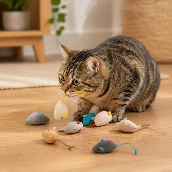 20-Pack Catnip Mouse Toys - Assorted Colors, Plush Mice with Catnip, Interactive Cat Toys for Indoor Kittens & Adults, Durable Cat Teaser Set6