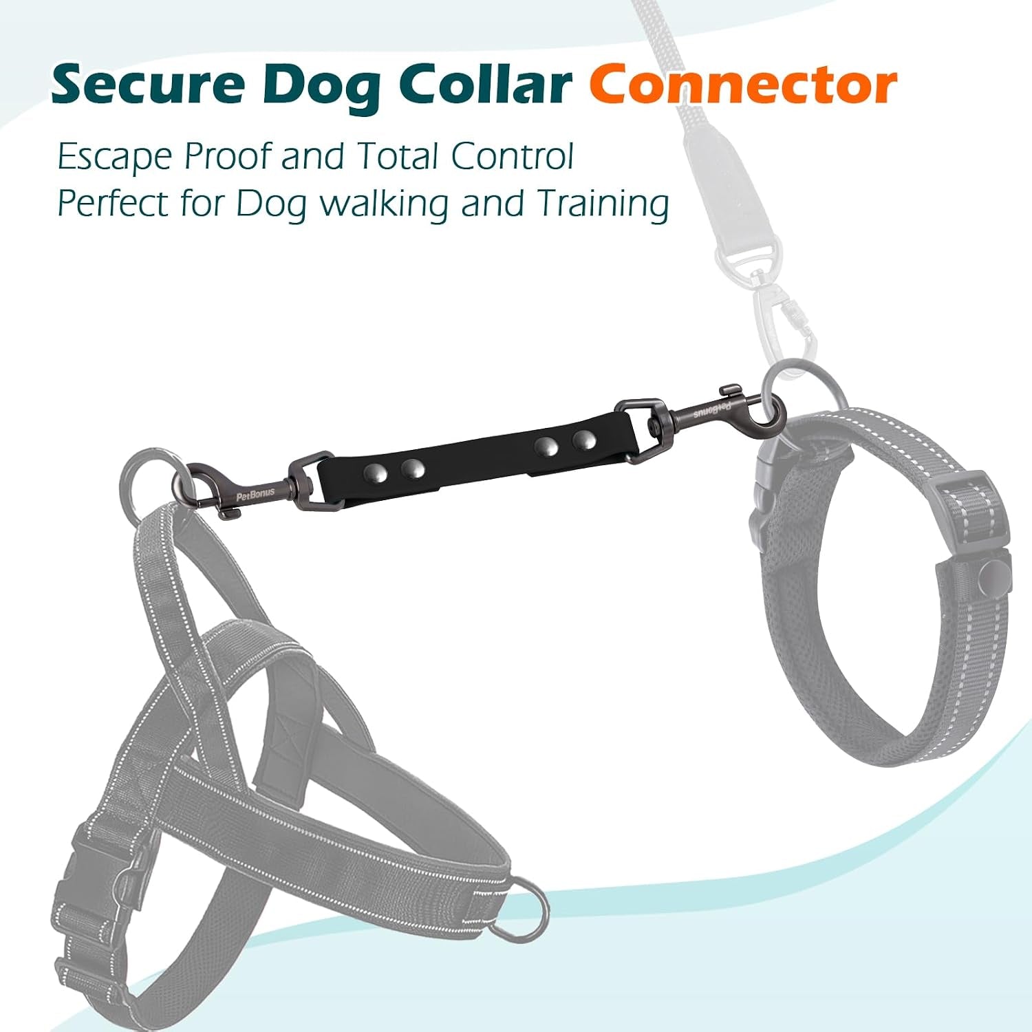 petbonus-waterproof-dog-collar-safety-clip-odor-proof-backup-safety-clip-for-harness-prong-standard-collars-heavy-duty-double-ended-clasp-durable-dog-leash-connector-for-training-walking-black
