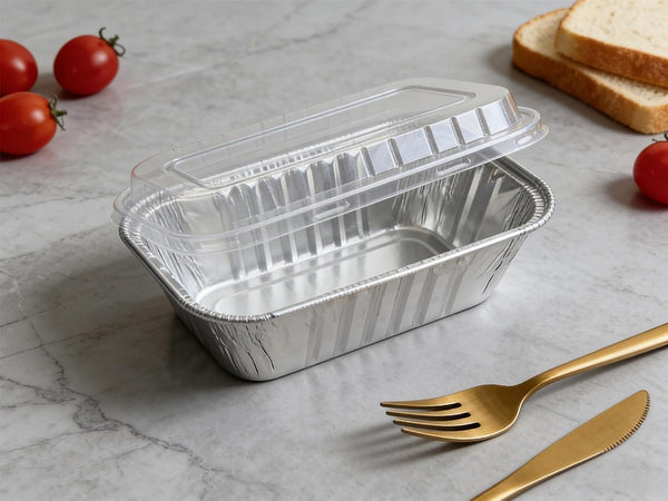 60 Pack Disposable Mini Aluminum Loaf Pans with Chear Lids,(6"X3.5"X2" )1 Lb Foil Loaf Pans,Disposable Aluminum Food Containers with Lids,Small Aluminum Tin Foil Baking Pan for Cakes, Bread, Meat5