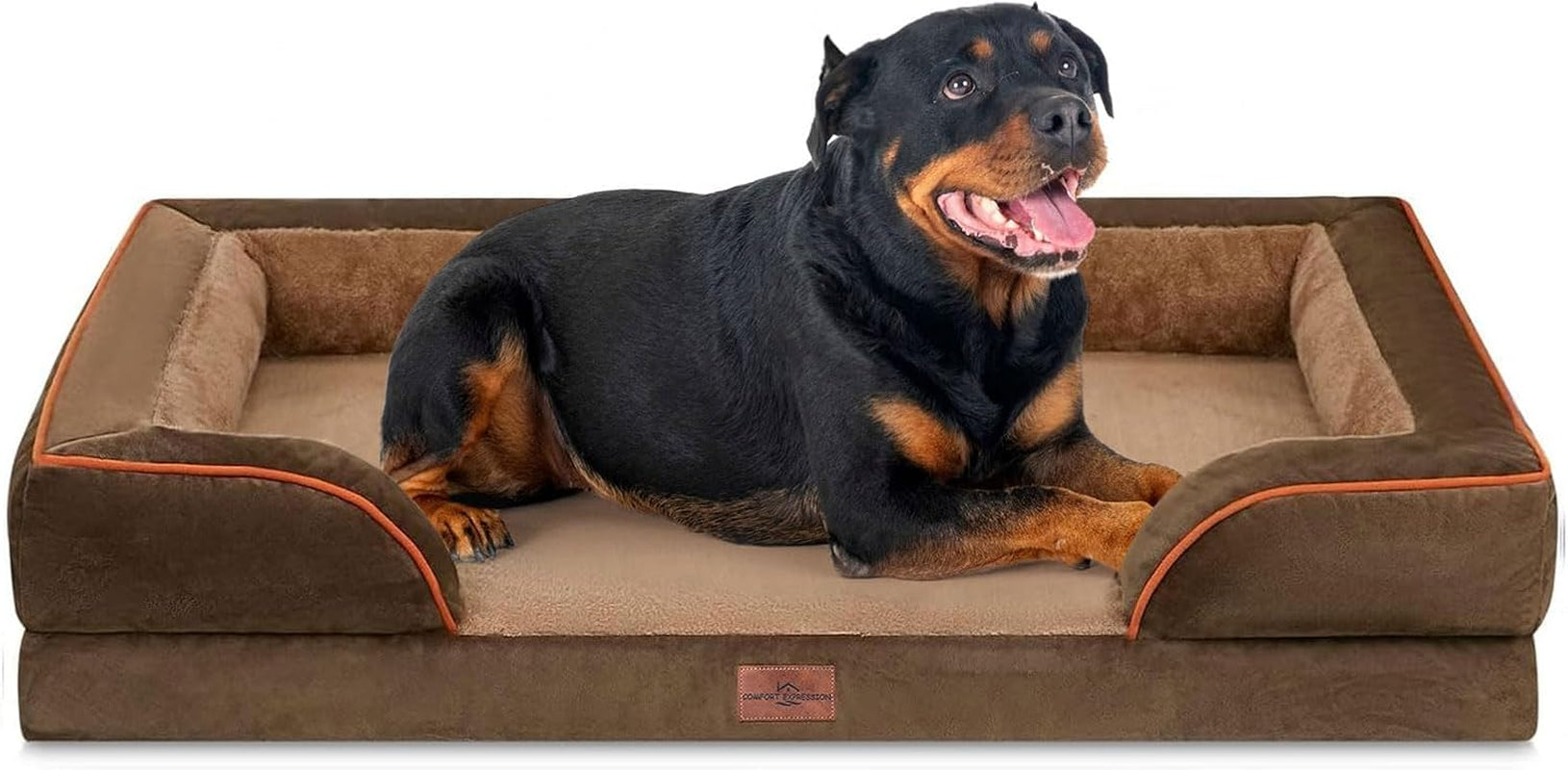 comfort-expression-orthopedic-dog-bed-for-extra-large-dogs-with-bolster-waterproof-dog-couch-bed-with-washable-cover-non-slip-bottom-supportive-egg-crate-foam-xl-pet-bed-42x30-inch