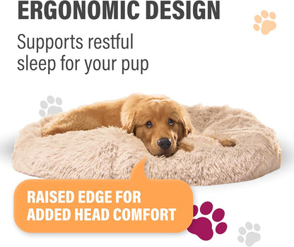 Active Pets Premium Medium Donut Dog Bed, Fits up to 45 Lbs, Machine Washable Cushion, Plush Long Pile Faux Fur Fabric, Portable Beige Pet Bed Furniture for Puppies Adult Canines & Cats2