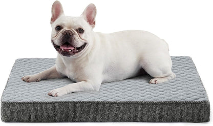 JOEJOY Orthopedic XL Dog Bed for Large Dogs, Waterproof Dog Bed for Crate with Washable Removable Cover, Extra Thick Egg-Crate Memory Foam Pet Beds, Grey, 41"X27"23