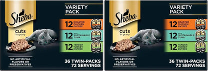 Sheba Perfect Portions Cuts Wet Cat Food, Multipack, 2.6 Oz, 24 Ct | Grain-Free, Chicken, Salmon & Turkey Flavors, Protein-Rich, No Corn or Soy, Essential Vitamins & Minerals, Twin-Pack Trays16