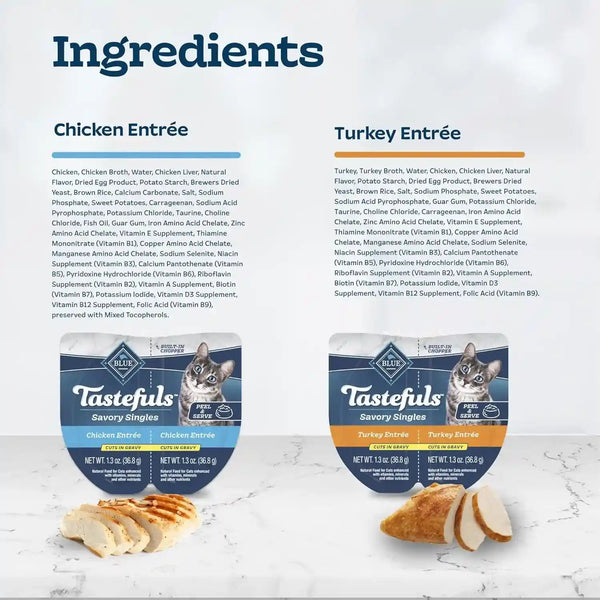 Blue Buffalo Tastefuls Savory Singles Variety Pack, Wet Cat Food in Gravy, 2.6-Oz. Twin-Pack Trays, Chicken & Turkey Entreé (12 Count)5