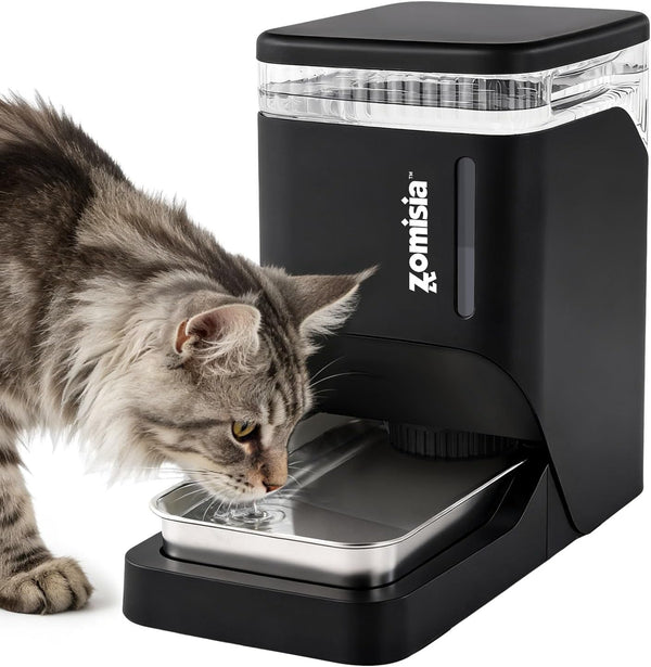 ZOMISIA Automatic Dog Water Dispenser 8L with Stainless Steel Bowl, Gravity Large Capacity Water Bowl for Dogs, 2 Gallon Pet Waterer 100% BPA Free, Black8