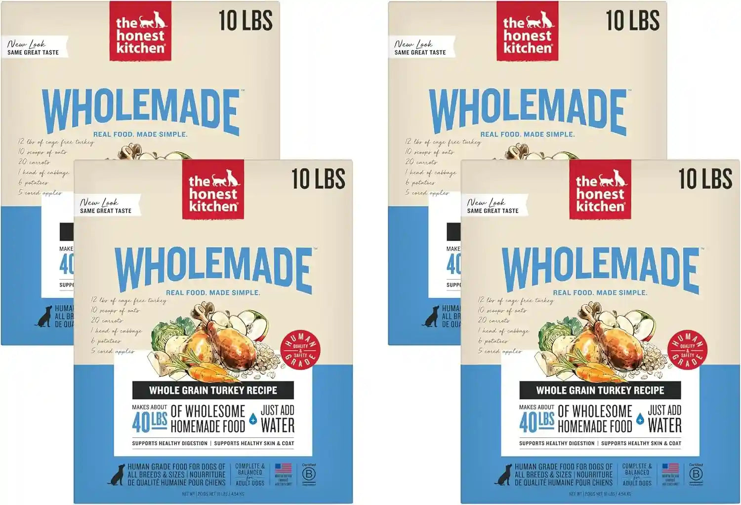 the-honest-kitchen-wholemade-whole-grain-turkey-recipe-human-grade-dehydrated-dog-food-just-add-water-supports-digestion-skin-coat-topper-for-dry-or-wet-dog-food-10-lb-box-makes-40-lbs