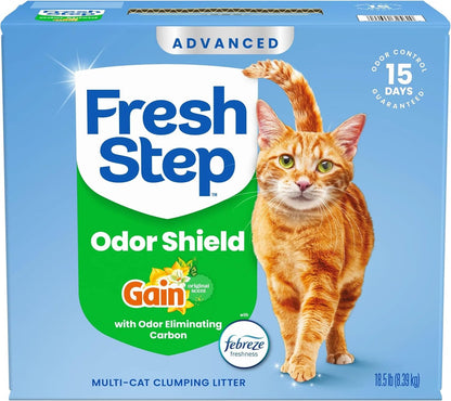 Fresh Step Advanced Multi Cat Clumping Litter with Febreze Freshness, Low Dust, Control with Ammonia Block Tech, Compatible in Automatic Litter Boxes, 37 Lb. (2 X 18.5 Lb.) | Odor Shield with Ammonia Block Technology, Low Dust, Multi Cat, Compatible with Most Automatic Litter Boxes13