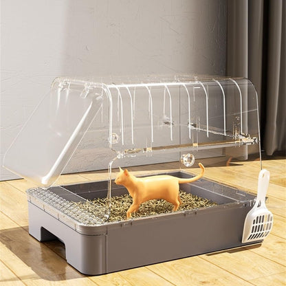 Pet Supplies, Enclosed Cat Litter Box with Door & Drawer, Anti-Splash Lid, Scoop Included(Gray)7