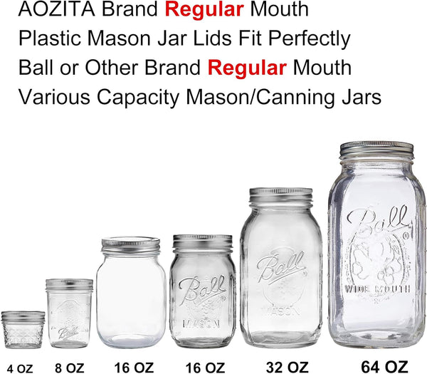 [16 Pack] Colored Plastic Mason Jar Lids Fits Ball, Kerr & More - 8 Wide Mouth & 8 Regular Mouth - Storage Caps for Canning Jars, Dishwasher Safe & Food Grade & Leakproof2