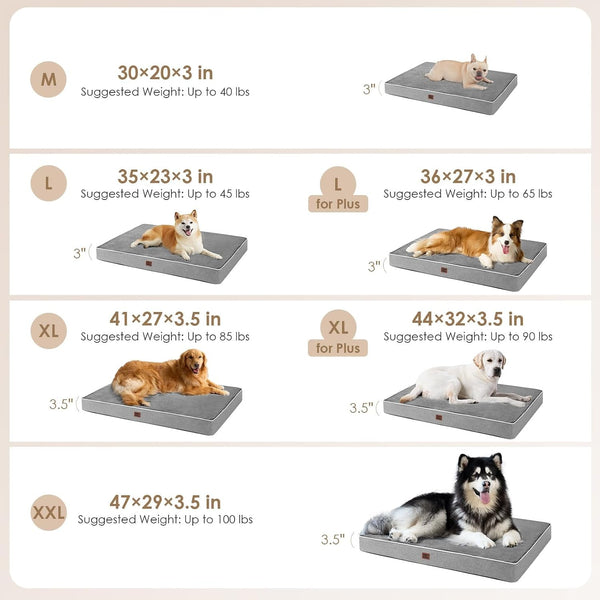 EHEYCIGA Medium Memory Foam Dog Crate Bed Washable, 30X20Inch, Grey | High Density Egg Crate Foam, Waterproof Liner, Removable Easy Clean Cover, Non-Slip Bottom, Fits Crate, Floor and Sofa3