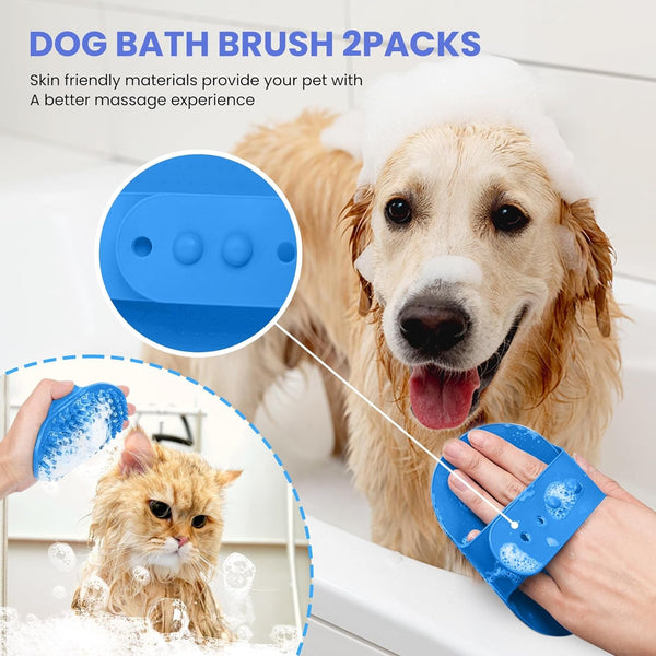 Self Cleaning Shedding Brush - 5-In-1 Professional Pet Grooming Kit Skin Friendly Grooming Tool for Dogs, Cats, and Puppies, Deshedding and Hair Removal for Long and Short Haired Pets, Blue6