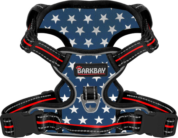 BARKBAY No Pull Pet Harness Dog Harness Adjustable Outdoor Pet Vest 3M Reflective Oxford Material Vest for PINK Dogs Easy Control for Small Medium Large Dogs (L)17