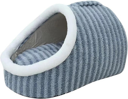 Warm Nest Dog Bed, Soft Cozy Pet Cave with Removable Cushion, Non-Slip Washable Soft Slipper Cave for Small and Medium Pets (Blue, Large)1