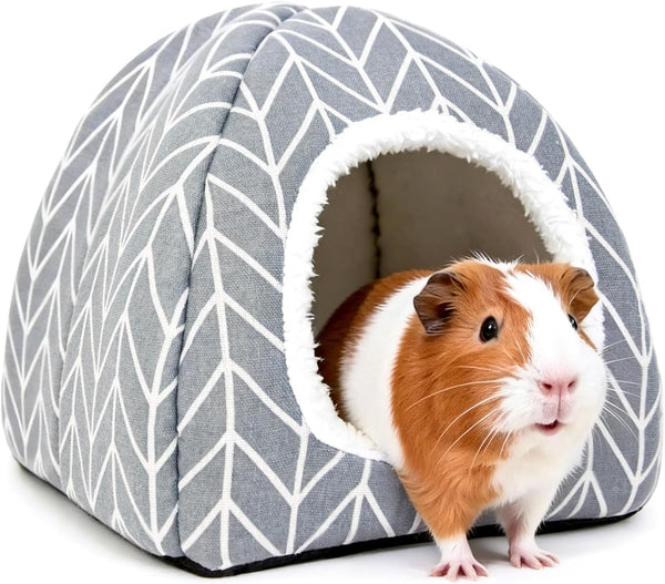 Guinea Pig Hideout Bed, Dwarf Rabbit House Cave | Cozy Hide-Out Cage Accessories for Little Bunny, Hedgehog, Ferret, Chinchilla & Other Small Animals, Grey1