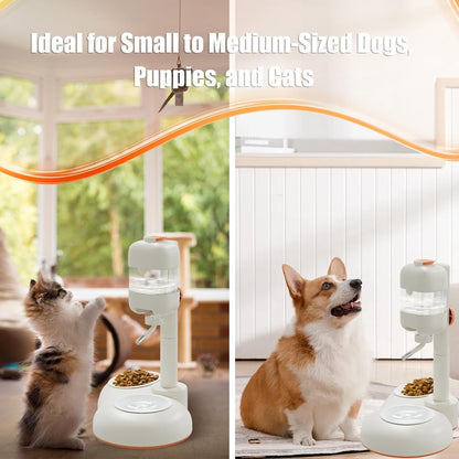 Pet Bowls with Weaning Bottles,3 in 1 Height Adjustable Water Dispenser for Dogs,15°Tilted Food Bowls for Small Dogs,Puppy Feeding,Pet Food Bowls for Cats,Rabbits,Ferrets7
