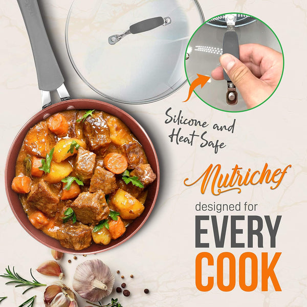 Nonstick Cookware Excilon |Home Kitchen Ware Pots & Pan Set with Saucepan, Frying Pans, Cooking Pots, Lids, Utensil PTFE/PFOA/PFOS Free, 11 Pcs, Gray6