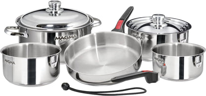 A10-360L-IND 10 Piece Stainless Steel Nesting Cookware Set | Compact Pots & Pans for Boats, Rvs, Camping & Home. Stackable, Space-Saving, Induction Cooktop Ready. Durable.2