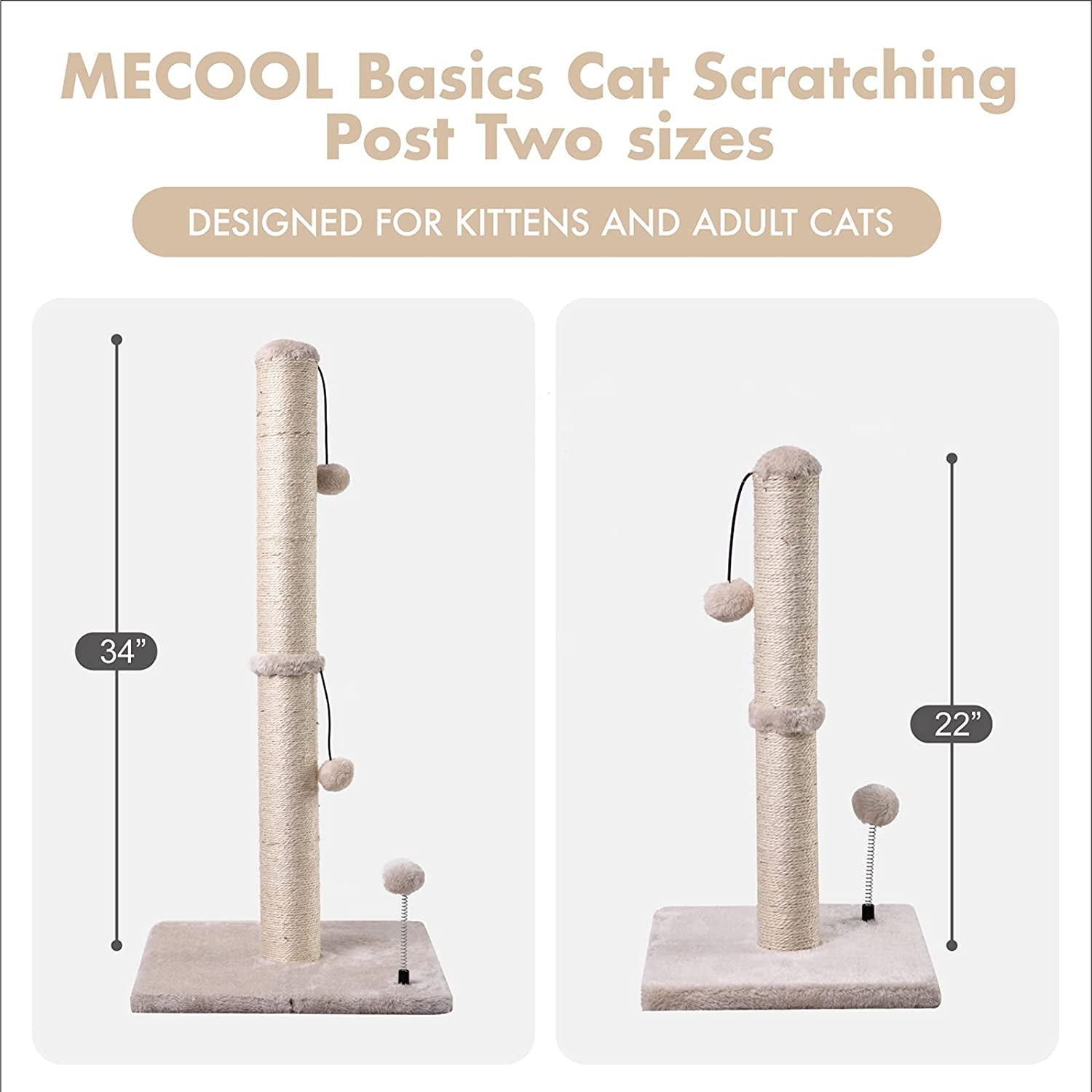 mecool-cat-scratching-post-premium-basics-kitten-scratcher-sisal-scratch-posts-with-hanging-ball-22in-for-kittens-or-smaller-cats-22-inches-for-kitten-beige