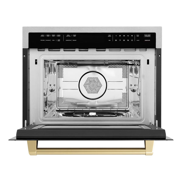 ZLINE Autograph Edition 24 In. 1.6 Cu Ft. Built-In Convection Microwave Oven in Satin Stainless Steel with Champagne Bronze Accents (MWOZ-24-SS-CB)2