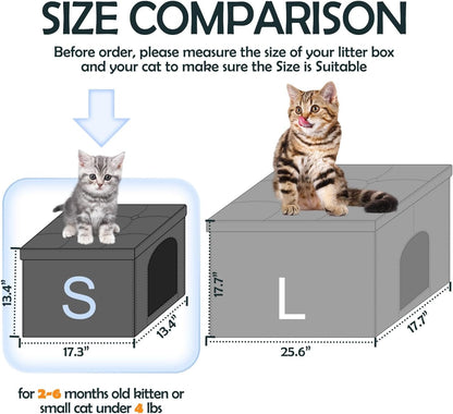 MEEXPAWS Cat Litter Box Enclosure Furniture Hidden for Small Cat, Washroom Bench Cabinet |16 X 12X13 In| Dog Proof | Waterproof inside | Easy Clean Assembly | Odor Control | Litter Box Not Include6
