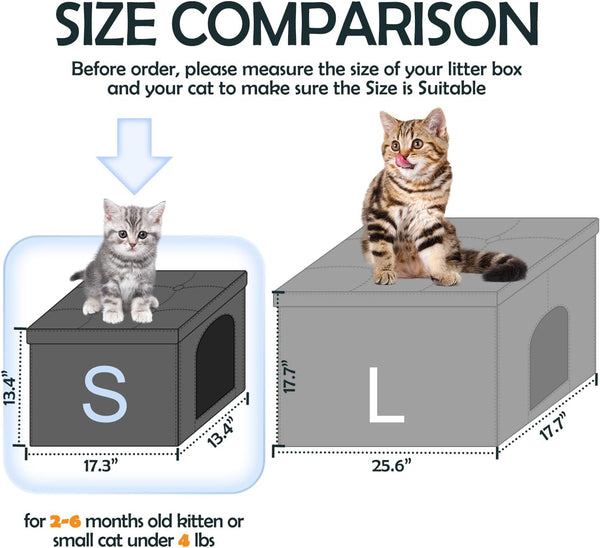 MEEXPAWS Cat Litter Box Enclosure Furniture Hidden for Small Cat, Washroom Bench Cabinet |16 X 12X13 In| Dog Proof | Waterproof inside | Easy Clean Assembly | Odor Control | Litter Box Not Include6