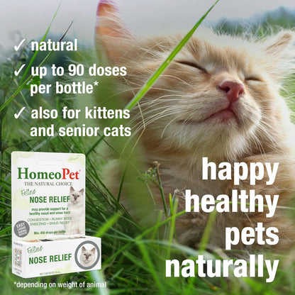 Homeopet Feline Nose Relief, Nasal Supplement for Cats, 15 Milliliters | Natural Nasal and Sinus Support for Cats, Safe and Gentle Homeopathic Formula, Liquid Drops Suitable for Daily Use3