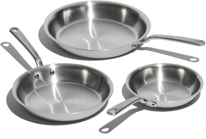 Made in Cookware - 3-Piece (Includes 8",10",12") Stainless Frying Pan Set - 5 Ply Stainless Clad - Professional Cookware - Crafted in Italy - Induction Compatible1