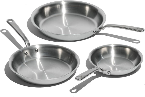 Made in Cookware - 3-Piece (Includes 8",10",12") Stainless Frying Pan Set - 5 Ply Stainless Clad - Professional Cookware - Crafted in Italy - Induction Compatible1