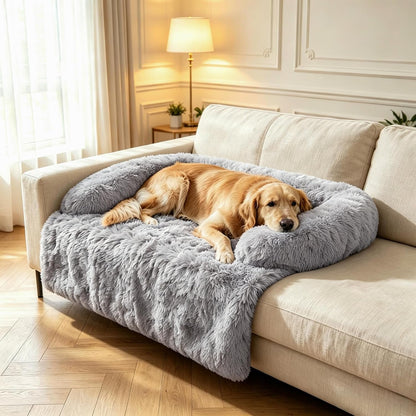 Calming Dog Bed for Couch, Thickened Plush Dog Mat with Raised Bolster, Washable Pet Sofa Bed & Furniture Protector, Non-Slip Dog Couch Cover for Small Medium Large Dogs & Cats (Dark Gray, X-Small)11