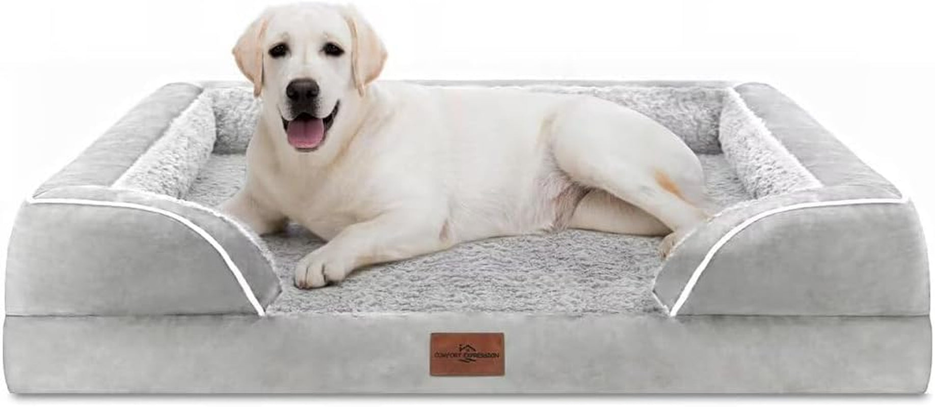 comfort-expression-orthopedic-dog-bed-for-extra-large-dogs-with-bolster-waterproof-dog-couch-bed-with-washable-cover-non-slip-bottom-supportive-egg-crate-foam-xl-pet-bed-42x30-inch