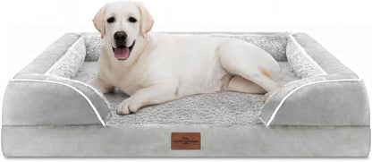 Comfort Expression Orthopedic Dog Bed for Extra Large Dogs with Bolster | Waterproof Dog Couch Bed with Washable Cover & Non-Slip Bottom, Supportive Egg Crate Foam XL Pet Bed, 42X30 Inch185