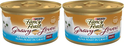 Purina Fancy Feast Gravy Lovers Ocean Whitefish and Tuna Feast Pate in Wet Cat Food Gravy - (Pack of 24) 3 Oz. Cans10