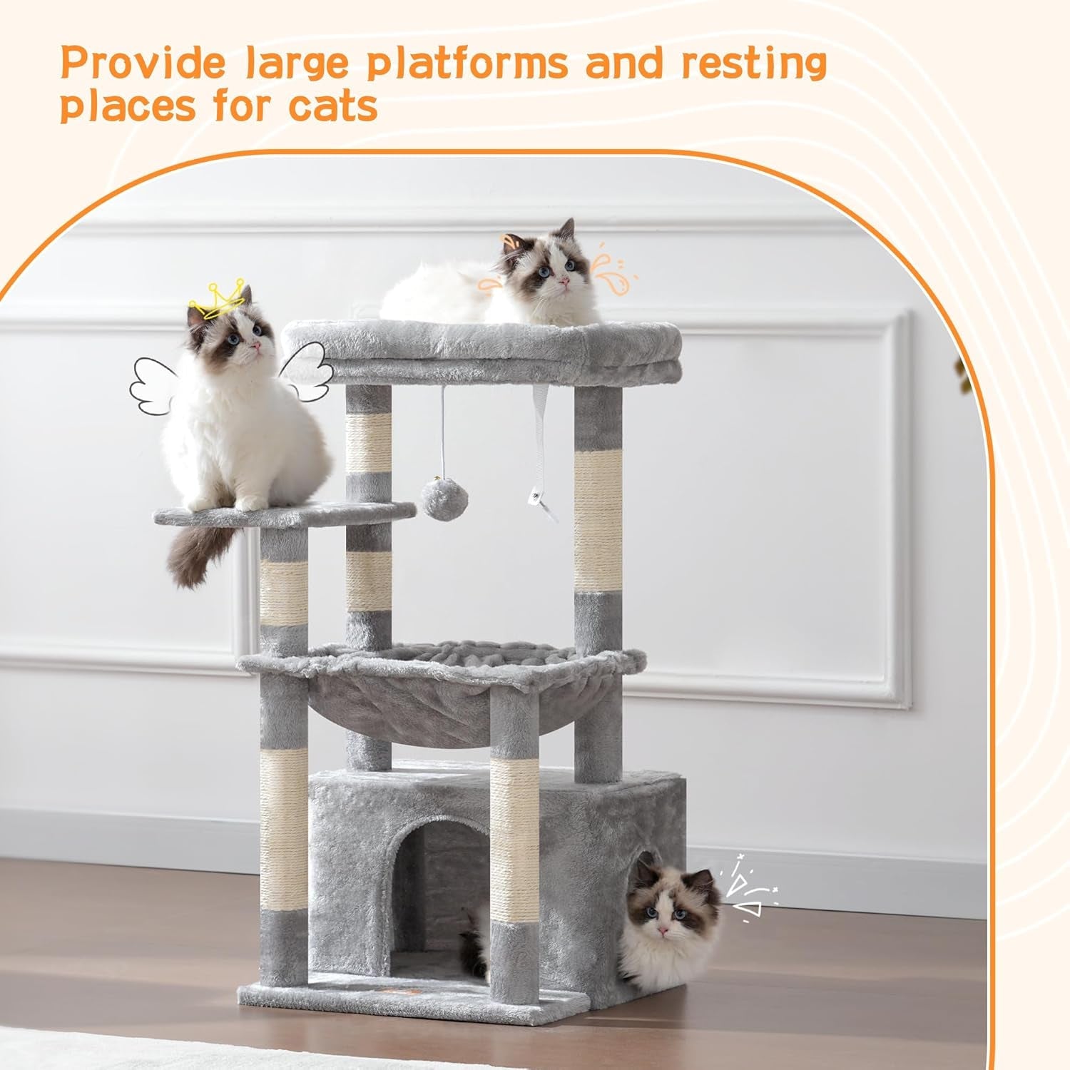 heybly-cat-tree-kitten-tower-with-large-soft-cat-basket-cat-condo-with-spacious-cat-bed-cave-with-hidden-space-sisal-covered-scratching-posts-dangling-ball-for-indoor-cats-light-gray-hct008sw