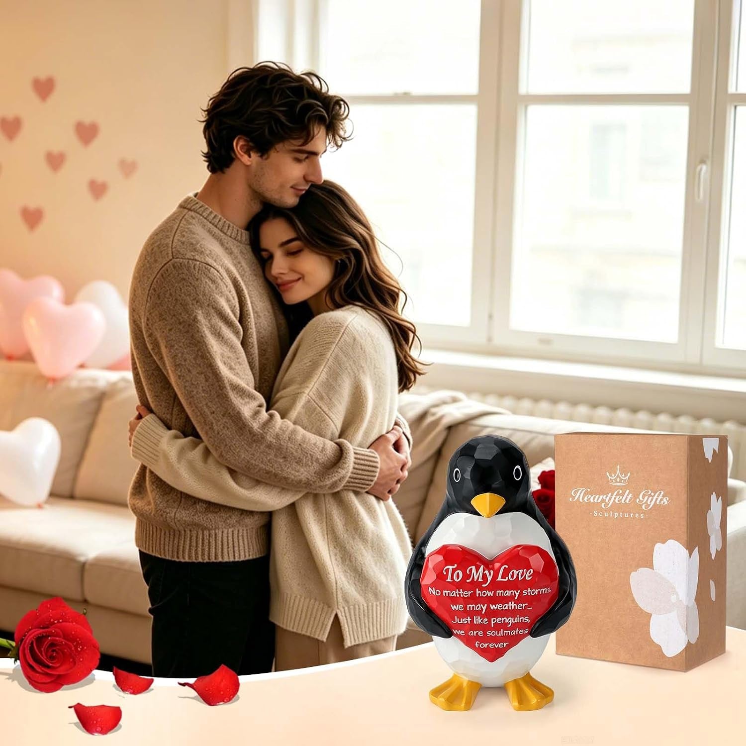 anniversary-birthday-gift-for-women-men-couple-penguin-figurine-for-her-him-i-love-you-gifts-for-boyfriend-girlfriend-birthday-gift-for-wife-husband-fiancee-valentines-heart-hand-painted-penguin-statue